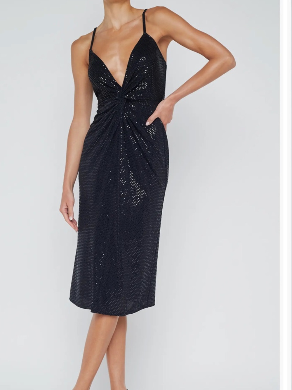 L'AGENCE Chatou Twist Front Shimmer Dot Dress